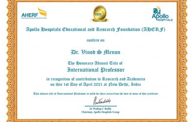 Certificate – Honorary Adjunct title of International Professor of AHERF