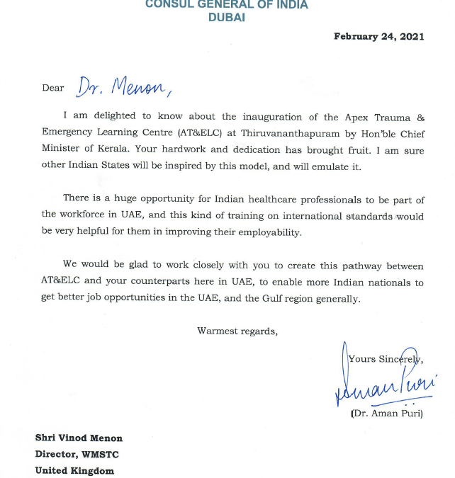 Letter from Consul General Dr. Aman Puri, CGI Dubai
