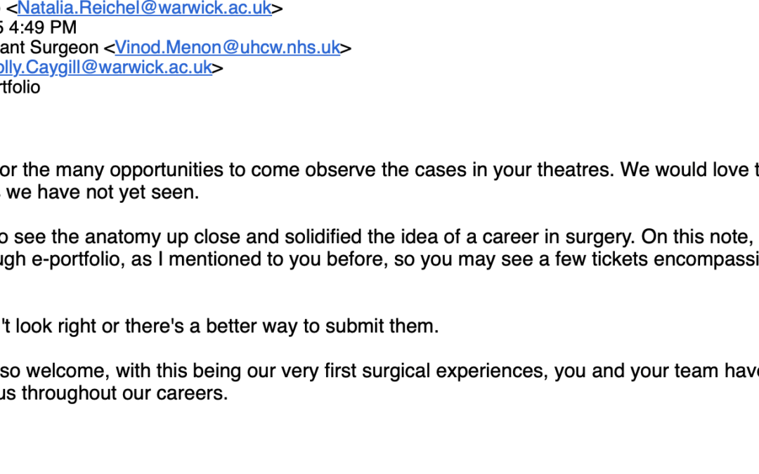 Professor Vinod Menon Recognised for Supporting Medical Students in Theatre